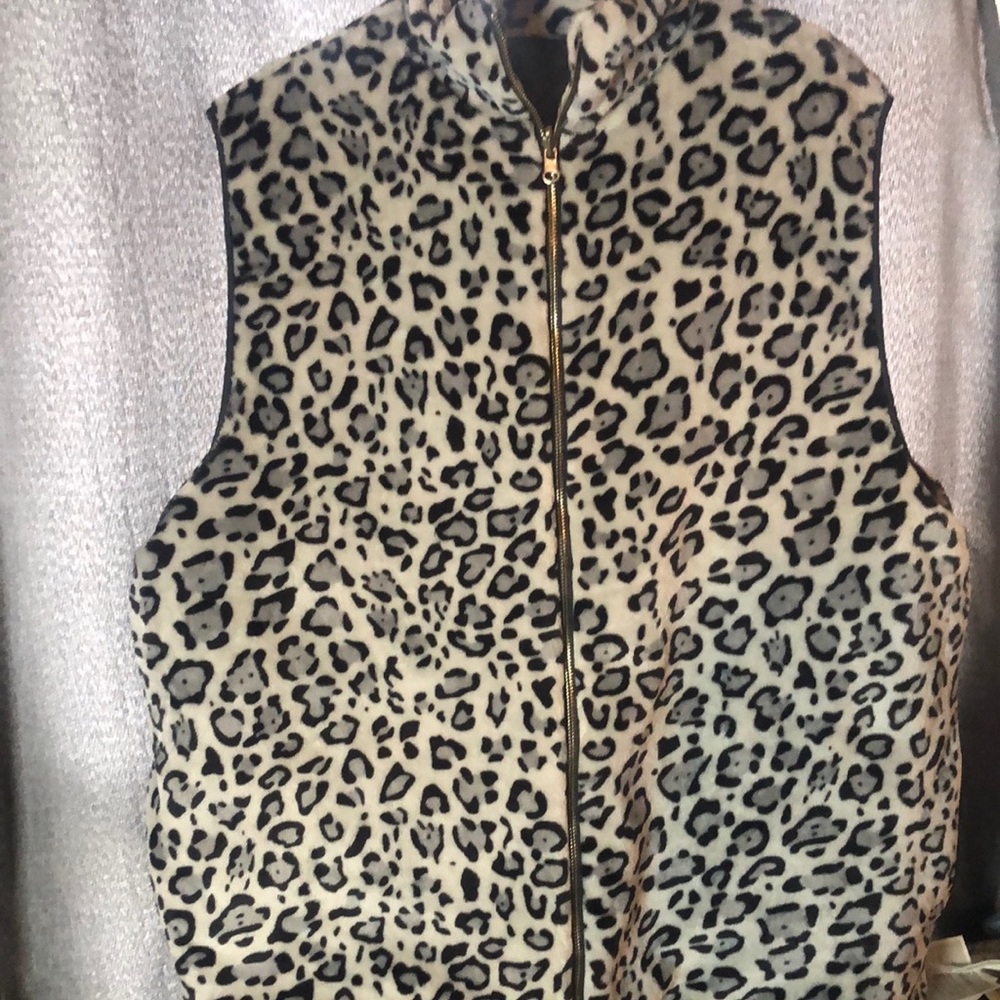 Leopard Print Fleece Vest